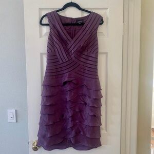 Beautiful Adrianna Papell purple ruffle tiered dress size 12